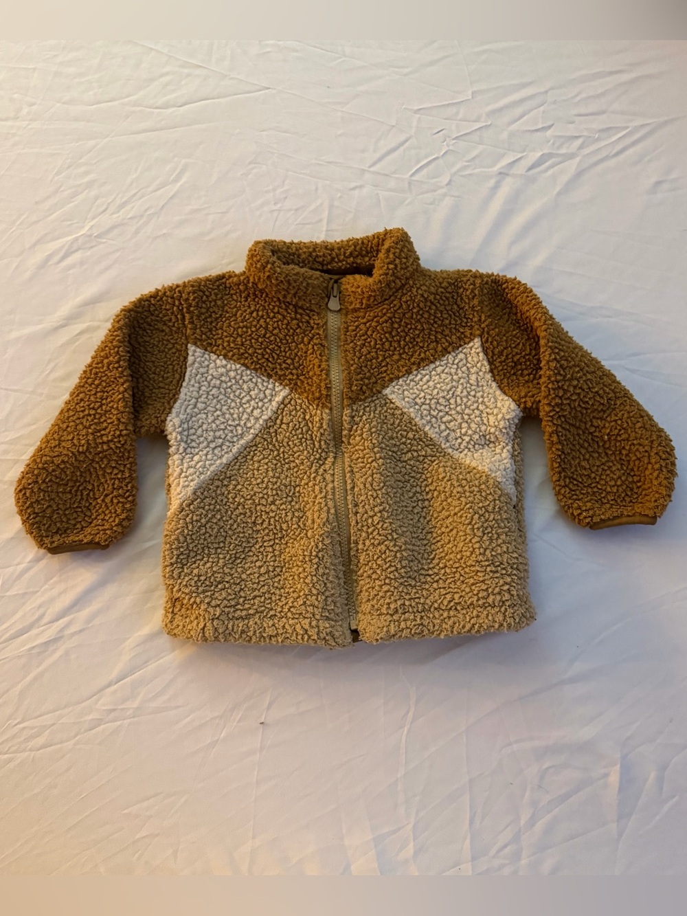 Baby Gap Sherpa Fleece Colorblock Zip Jacket Brown